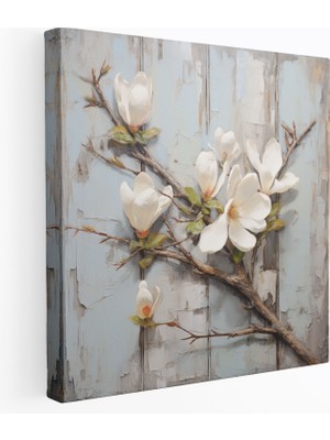 Painted Anarchy Manolya Duvar Dekorasyonu: Rustik Tablo - Manolya, Kanvas Tablo, Ev Dekorasyonu, Manolya, 30X30