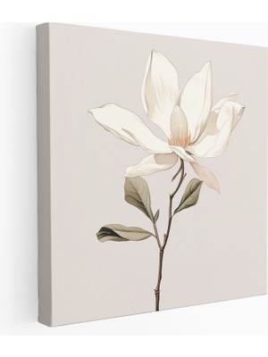 Painted Anarchy Zarif Manolya Kanvas Tablo - Minimalist Duvar Sanatı - Manolya, Manolya, Duvar Dekorasyonu, Temiz Çizgiler, 30X30