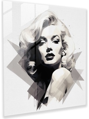 Painted Anarchy Minimalist Marilyn Monroe Cam Baskı - Marilyn Monroe, Siluet, Siyah ve Gri, Marilyn Monroe, 30X30