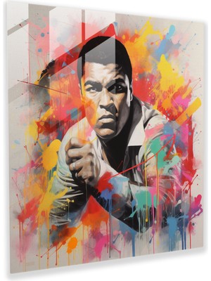 Painted Anarchy Muhammed Ali Grafitiden Esinlenen Cam Baskı - Muhammed Ali, Muhammed Ali, Duvar Dekorasyonu, Modern Sanat, 30X30