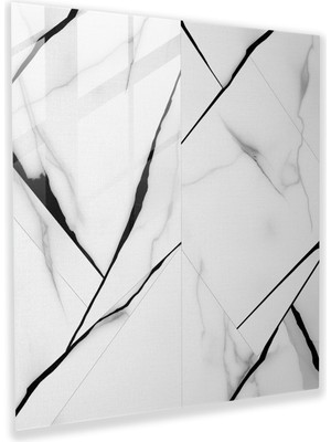 Painted Anarchy Mermer Cam Baskı - Minimalist Siyah Beyaz - Mermer, Duvar Dekorasyonu, Cam Sanatı, Siyah Beyaz, 30X30