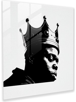 Painted Anarchy Regal Notorious Big Glass Tablo - Minimalist Siyah Beyaz - Notorious Big, Cam Duvar Tablosu, Cam Baskı, Duvar Dekorasyonu, 30X30