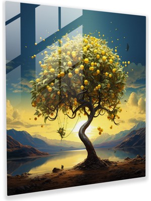 Painted Anarchy Limon Ağacı Cam Tablo - Dijital Sanatsal Baskı - Limon Ağacı, Dijital Sanat, Cam Duvar Sanatı, Manzara, 30X30