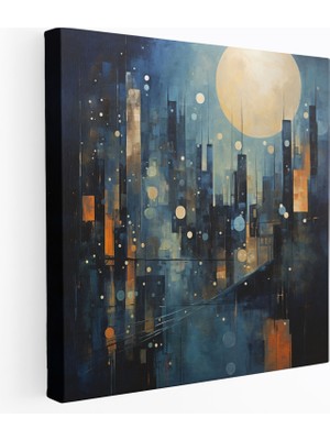 Painted Anarchy Gece Yarısı Şehri Kanvas Tablo - Gece Yarısı, Kanvas Tablo, Ev Dekorasyonu, Soyut Yağlıboya Tablo, 30X30