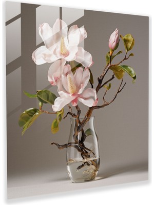 Painted Anarchy Manolya Fotogerçekçi Cam Baskı - Manolya, Elegance, Lifelike, Cam Sanatı, 30X30