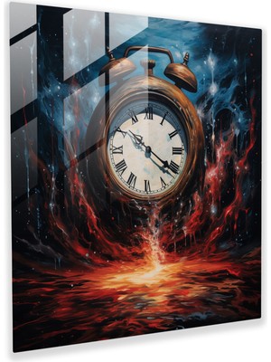 Painted Anarchy Gece Yarısı Eriyen Zaman Cam Tablo - Gece Yarısı, Cam Duvar Sanatı, Ev Dekorasyonu, Eriyen Eller, 30X30