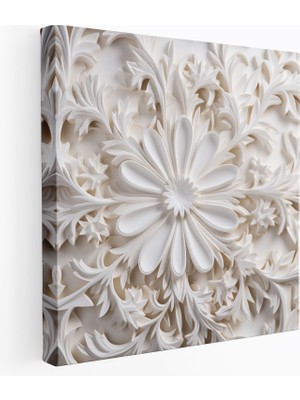 Painted Anarchy Mermer Duvar Sanatı - Girift Beyaz Desen - Mermer, Beyaz Desen, Elevate, Kanvas Tablo, 50X50