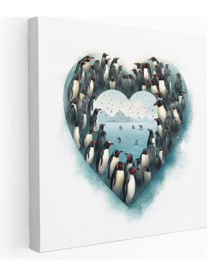 Painted Anarchy Penguen Duvar Dekorasyonu - Sanatsal Penguen Kolaj Kalp - Penguen, Penguen Kolaj Sanatı, Sanatsal Penguen Kolajı, Ev Dekorasyonu, 30X30