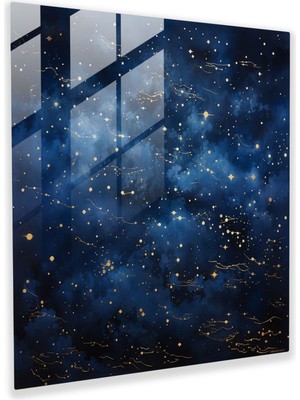 Painted Anarchy Yıldızlı Gece Lacivert Cam Baskı - Lacivert, Cam Tablo, Lacivert, Göksel, 30X30