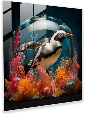 Painted Anarchy Gerçeküstü Cam Baskı - Sualtı Pengueni - Penguen, Rüya Gibi, Sualtı, Fantastik, 30X30