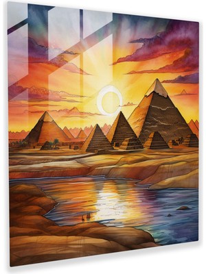 Painted Anarchy Papirüs Cam Baskı: Mısır Gün Batımı - Papirüs, Duvar Süslemesi, Cam Baskı, Mısır, 30X30