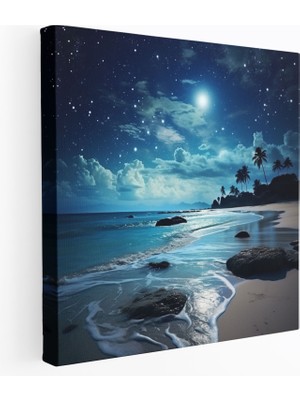 Painted Anarchy Gece Yarısı Sahili Kanvas Tablo - Gece Yarısı, Yıldızlı Gökyüzü, Kanvas Tablo, 30X30