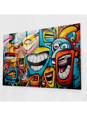 Painted Anarchy Graffiti Cam Duvar Sanatı - Etkileyici Soyut Yüzler - Graffiti, Cam Duvar Sanatı, Cam Baskı, Grafiti, 45X30