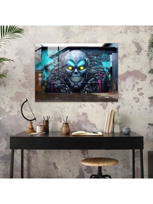 Cyberpunk Cam Duvar Sanatı - Graffiti, Modern Sanat, Kent Sanatı, Cam Sanatı, 45X30
