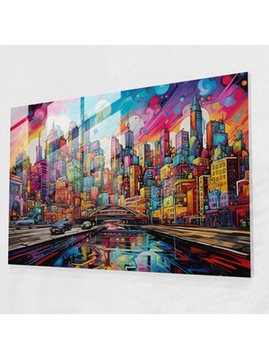 Painted Anarchy Graffiti Cam Baskı - Urban Skyline Energy - Graffiti, Graffiti Skyline, Ev Dekorasyonu, Duvar Dekorasyonu, 45X30
