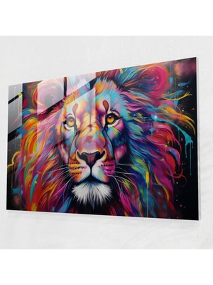 Painted Anarchy Graffiti Cam Baskı - Gerçekçi Aslan Sanat Eseri - Graffiti, Duvar Dekorasyonu, Gerçekçi, Aslan, 45X30