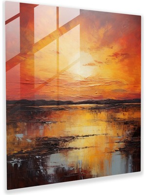 Painted Anarchy Alacakaranlıkta Serenity Cam Baskı - Gün Batımı, Gün Batımı, Cam Duvar Sanatı, Modern Sanat, 30X30