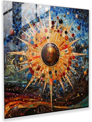 Painted Anarchy Yıldız Mozaik Cam Baskı - Yıldız Haritası, Incelik, Renkli Cam Parçalar, Cam Duvar Sanatı, 30X30