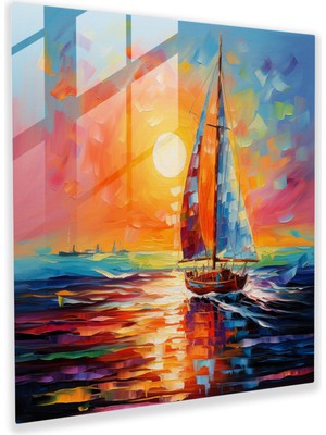 Painted Anarchy Soyut Yelkenli Cam Baskı - Yelkenli, Modern Sanat, Canlı Renkler, Cam Sanatı, 30X30