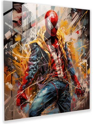 Painted Anarchy Örümcek Adam Kentsel Graffiti Cam Baskı - Örümcek Adam, Cam Duvar Sanatı, Grafitiden Esinlenen Sanat Eseri, Duvar Dekorasyonu, 30X30