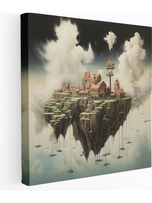 Painted Anarchy Cennet Köyü Kanvas Tablo - Köy, Duvar Sanatı, Kanvas Tablo, Ev Dekorasyonu, 30X30