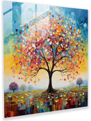 Painted Anarchy Empresyonist Hayat Ağacı Cam Duvar Sanatı - Hayat Ağacı, Cam Sanatı, Duvar Dekorasyonu, Ev Dekorasyonu, 30X30