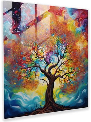 Painted Anarchy Hayat Ağacı Kanvas Tablo - Canlı Soyut Duvar Tablosu - Hayat Ağacı, Kanvas Tablo, Canlı Renkler, Kanvas Tablo, 30X30