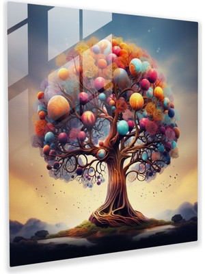 Painted Anarchy Gerçeküstü Hayat Ağacı Cam Baskı - Hayat Ağacı, Cam Tablo, Cam Baskı, Gerçeküstü, 30X30