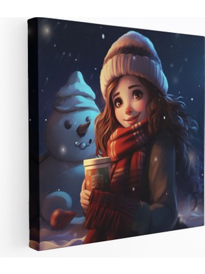 Painted Anarchy Kardan Adam Yıldızlı Gece Kanvas Tablo Duvar Sanatı - Kardan Adam, Kardan Adam, Duvar Dekorasyonu, Sıcaklık, 30X30