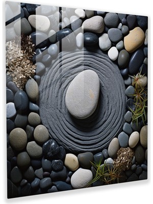 Painted Anarchy Zen Kaya Bahçesi Cam Baskı - Zen, Zen Kaya Bahçesi, Zen, Modern Sanat, 30X30