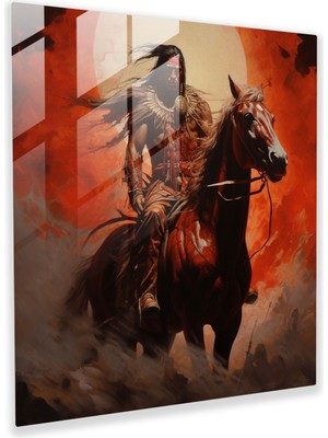 Painted Anarchy Kızılderili Savaşçısı Cam Baskı - Kızılderili, Cam Baskı, Yağlıboya Tablo, Ihtişam, 30X30