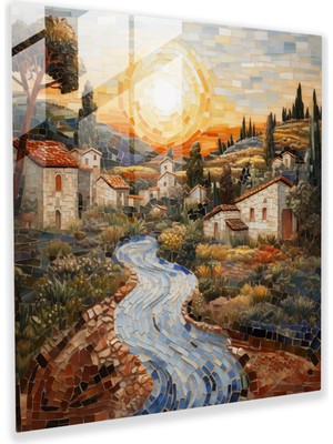 Painted Anarchy Pırıltılı Köy Mozaik Baskı - Köy, Cam Sanatı, Duvar Dekorasyonu, Pırıltılı Köy Mozaik Baskı, 30X30