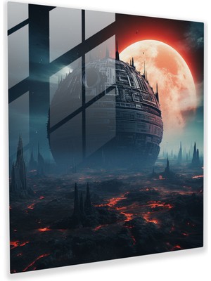 Painted Anarchy Star Wars Cam Baskı - Dijital Manipülasyon - Gezegenin Üzerinde Beliren Ölüm Yıldızı - Yıldız Savaşları, Modern Sanat, Tehlike, Ölüm Yıldızı, 30X30
