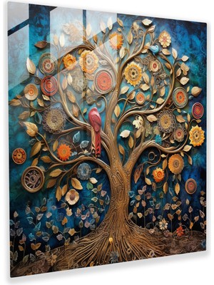 Painted Anarchy Kaprisli Hayat Ağacı Cam Baskı - Hayat Ağacı, Karışık Teknik, Hayat Ağacı, Kaprisli, 30X30