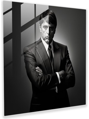Painted Anarchy Scarface Klasik Siyah Beyaz Cam Baskı - Scarface, Cam Sanatı, Klasik Siyah Beyaz Fotoğraf, Ev Dekorasyonu, 30X30