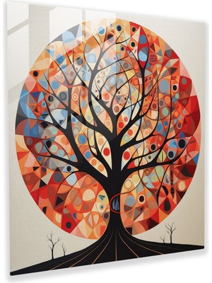 Painted Anarchy Hayat Ağacı Duvar Dekorasyonu - Geometrik Tasarım Kanvas Tablo - Hayat Ağacı, Kanvas Tablo Duvar Sanatı, Monokromatik Renk Düzeni, Hayat Ağacı, 30X30