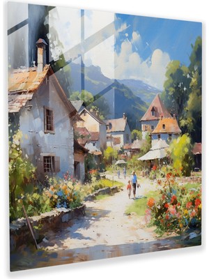 Painted Anarchy Cam Baskı - Empresyonist Avrupa Köyü - Köy, Köy, Cam Baskı, Evler, 30X30
