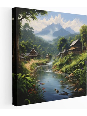 Painted Anarchy Sakin Köy Akrilik Kanvas Tablo - Köy, Sakin, Kanvas Tablo, Ev Dekorasyonu, 30X30