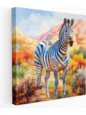 Painted Anarchy Zebra Duvar Tablosu - Suluboya Kanvas Tablo - Zebra, Kanvas Tablo, Zebra Duvar Tablosu, Zarif, 30X30