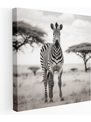 Painted Anarchy Zebra Kanvas Tablo - Siyah Beyaz Duvar Tablosu - Zebra, Duvar Dekorasyonu, Kanvas Tablo, Kanvas Tablo, 30X30