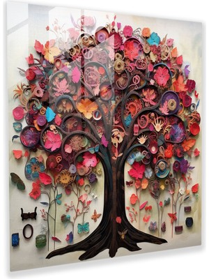 Painted Anarchy Geri Dönüşümlü Malzemeler Hayat Ağacı Cam Baskı - Hayat Ağacı, Cam Baskı, Duvar Dekorasyonu, Modern Sanat, 30X30