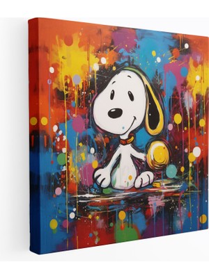 Painted Anarchy Snoopy Kanvas Tablo - Snoopy, Canlı Renkli Arka Plan, Duvar Sanatı, Sanatsal, 30X30