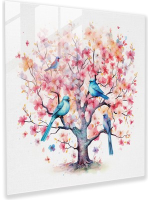 Painted Anarchy Zen Kuşları Cam Baskı - Zen, Cam Sanatı, Kaprisli Suluboya Illüstrasyon, Ev Dekorasyonu, 30X30