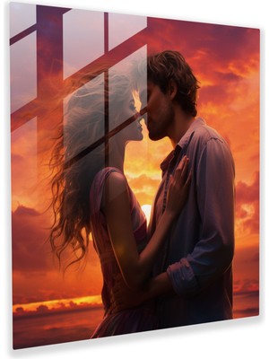 Painted Anarchy Romantik Gün Batımı Cam Baskı - Romantik, Renkli Gün Batımı, Cam Sanatı, Ev Dekorasyonu, 30X30