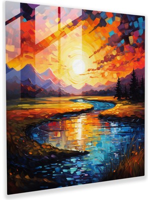 Painted Anarchy Sunrise Bliss Cam Baskı - Gündoğumu, Cam Tablo, Canlı Renkler, Cam Baskı, 30X30