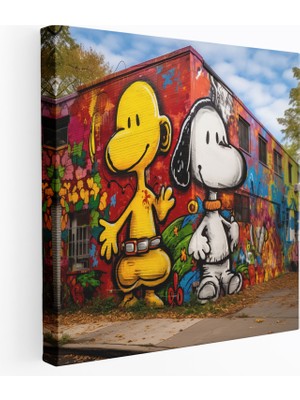 Painted Anarchy Snoopy Sokak Sanatı Kanvas Tablo - Snoopy, Snoopy Duvar Tablosu, Snoopy Kanvas Tablo, Snoopy Duvar Dekorasyonu, 30X30