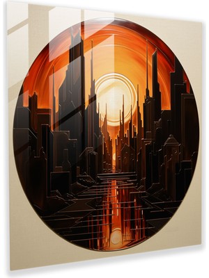 Painted Anarchy Gündoğumu Cam Baskı - Art Deco'dan Esinlenen - Gündoğumu, Ev Dekorasyonu, Cam Baskı, Modern Sanat, 30X30