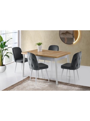 Erezoğulları Mobilya Lotus Mdf Salon Mutfak Masa Sandalye Takımı 90X140