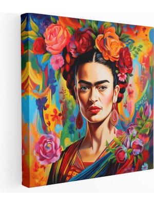 Painted Anarchy Frida Kahlo Kanvas Tablo - Frida Kahlo, Renkli Arka Plan, Kanvas Tablo, Duvar Süslemesi, 30X30