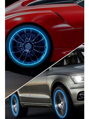 Carnivalland Sibop Kapağı Fosforlu Gece Parlayan Motor Jant Işığı LED Hareket Sensörlü 4 Adet